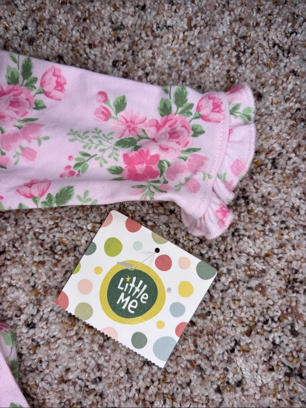 Little Me Pink Floral Footie with Matching Headband